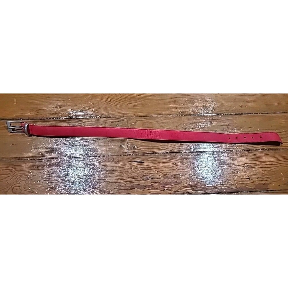 Vintage 90s Red Suede Leather Belt Women’s Medium Red With Silver Hardware
